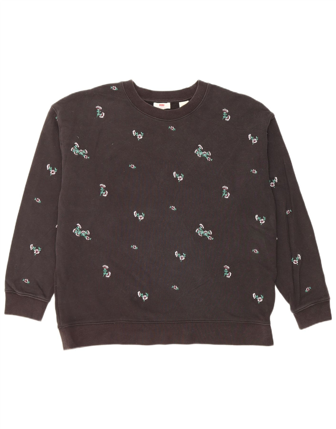 Levi's Donna Felpa Oversize Maglione UK 16 Grande Cotone Floreale Nero