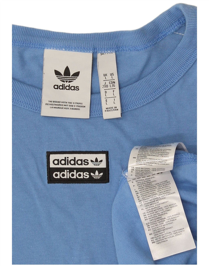 Adidas Maglietta grafica da uomo a maniche lunghe grande in cotone color block blu