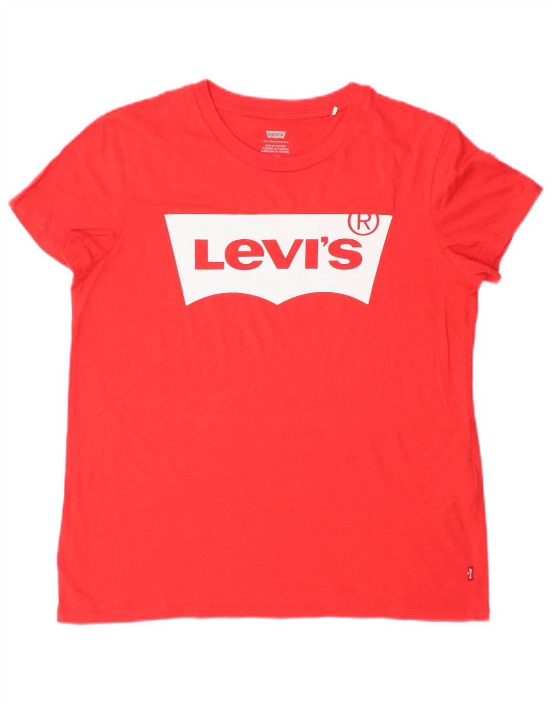 Levi's T-shirt grafica oversize da donna Top UK 10 Small Rosso Cotone