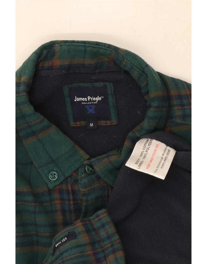 Camicia da uomo in flanella da boscaiolo James Pringle in cotone a quadri verde medio