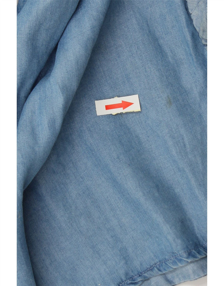 Camicia Marks & Spencer da donna con volant sul davanti UK 20 2XL cotone blu