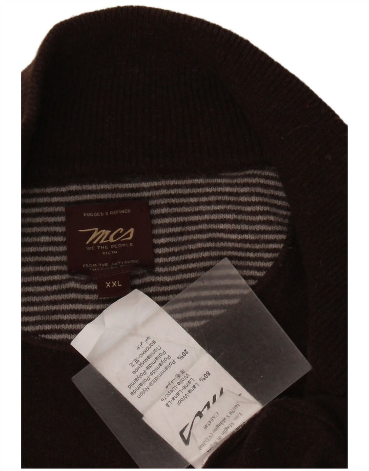 Marlboro Classics Maglione da uomo con zip e collo 2XL in lana marrone