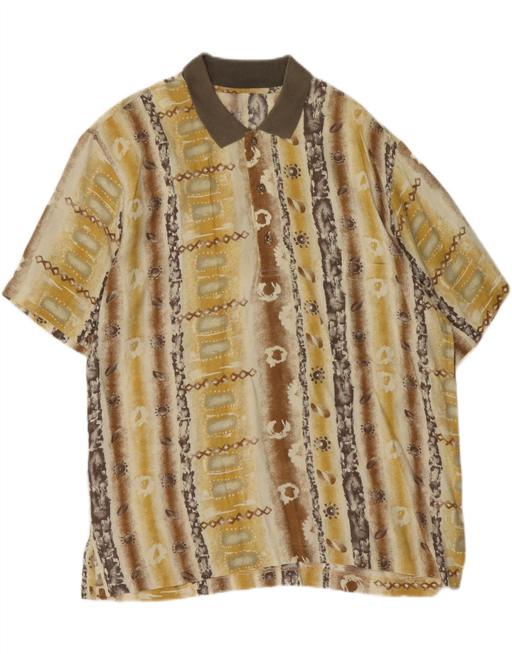 Camicia pullover a maniche corte da uomo vintage grande floreale giallo