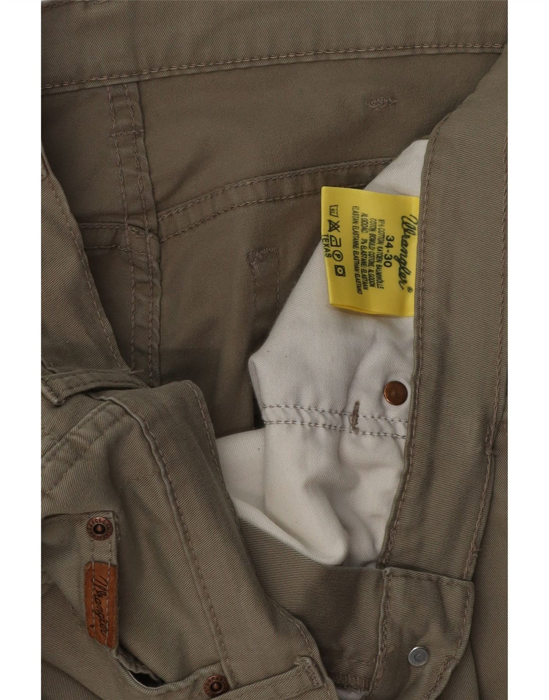 WRANGLER Pantaloni casual dritti da uomo Texas W34 L30 cotone kaki