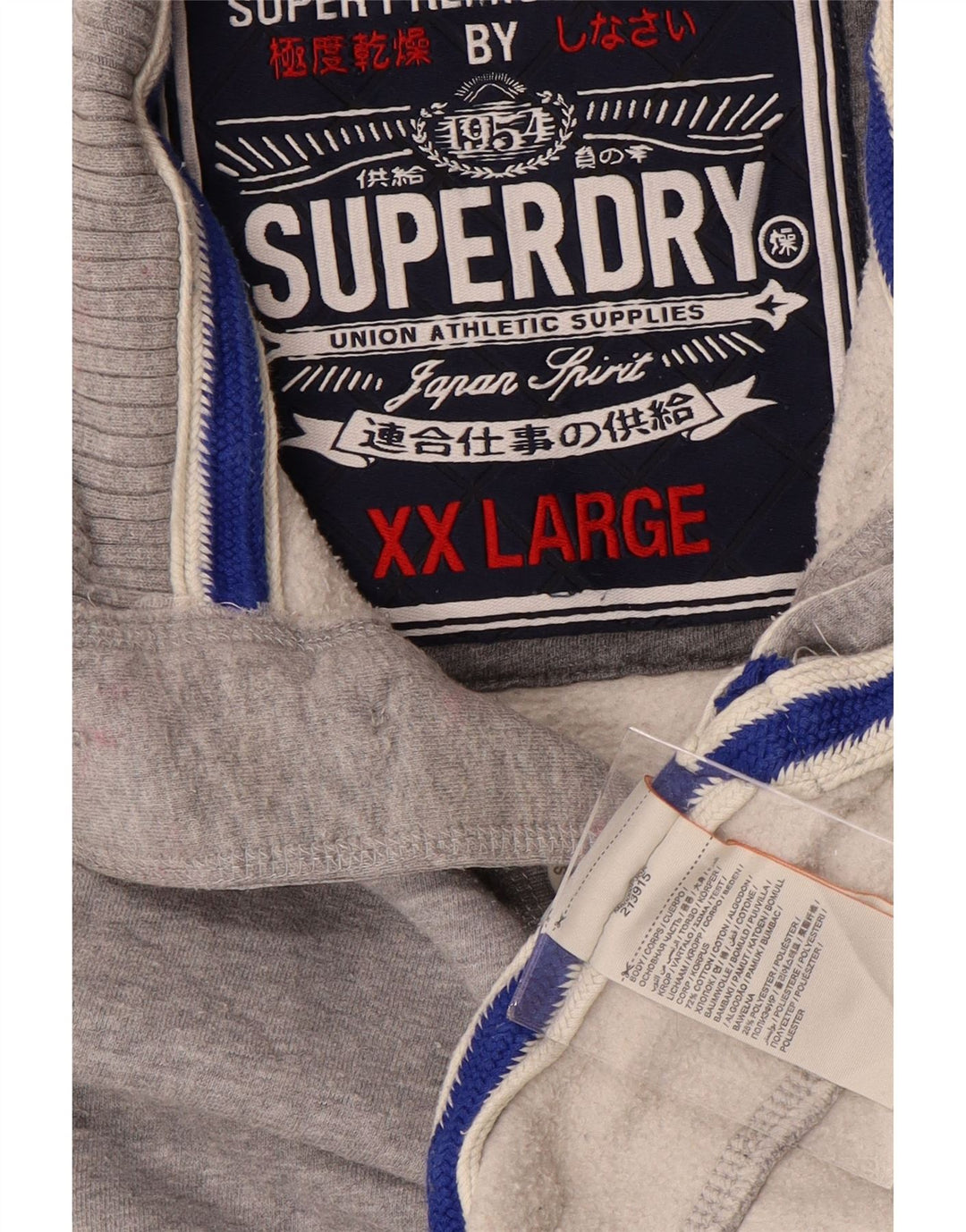 Felpa da uomo con collo con bottoni grafici SUPERDRY 2XL grigio screziato