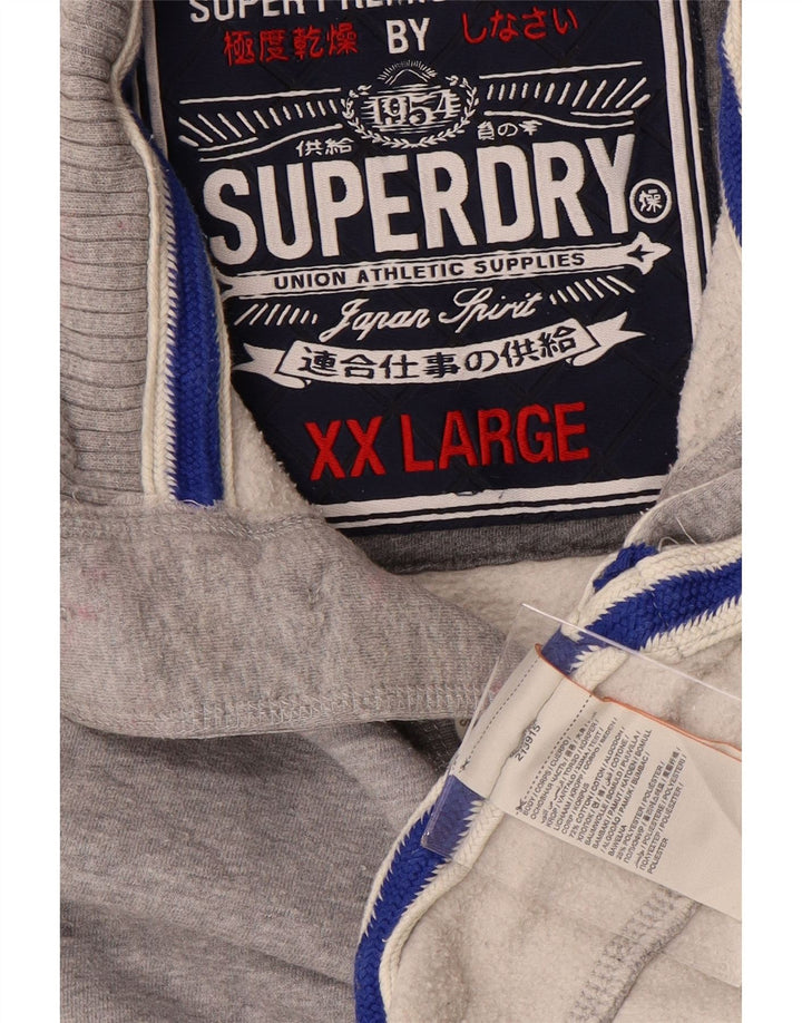Felpa da uomo con collo con bottoni grafici SUPERDRY 2XL grigio screziato