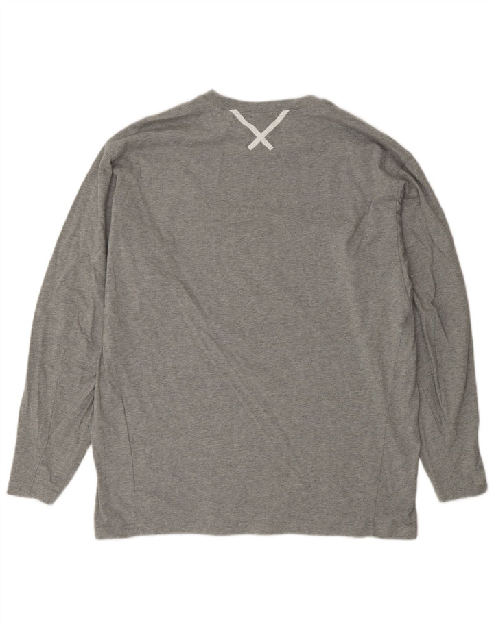 Top Adidas da uomo a maniche lunghe in cotone grigio medio