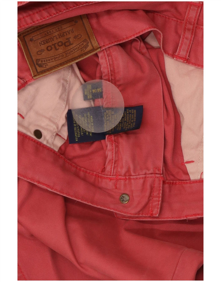 POLO RALPH LAUREN Pantaloni chino slim da uomo W34 L34 Cotone rosso
