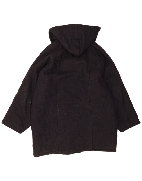 Cappotto vintage da uomo con cappuccio UK 42 XL in lana blu navy