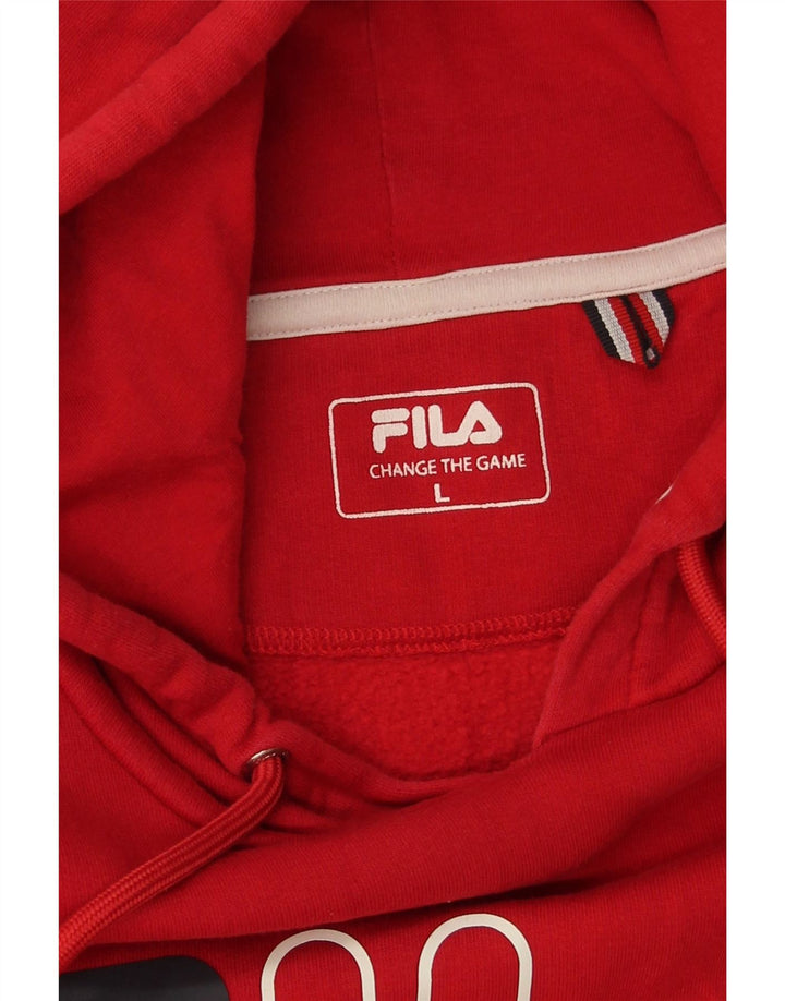 Felpa con cappuccio grafica da uomo Fila grande in cotone rosso