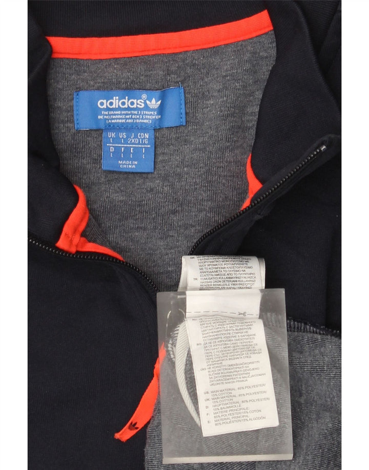 Felpa Adidas da uomo con zip e collo, maglione grande, colore blu navy