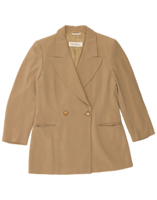 MAX MARA Giacca blazer doppiopetto da donna UK 14 Large Beige Lana