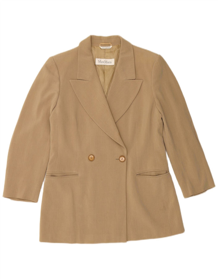 MAX MARA Giacca blazer doppiopetto da donna UK 14 Large Beige Lana