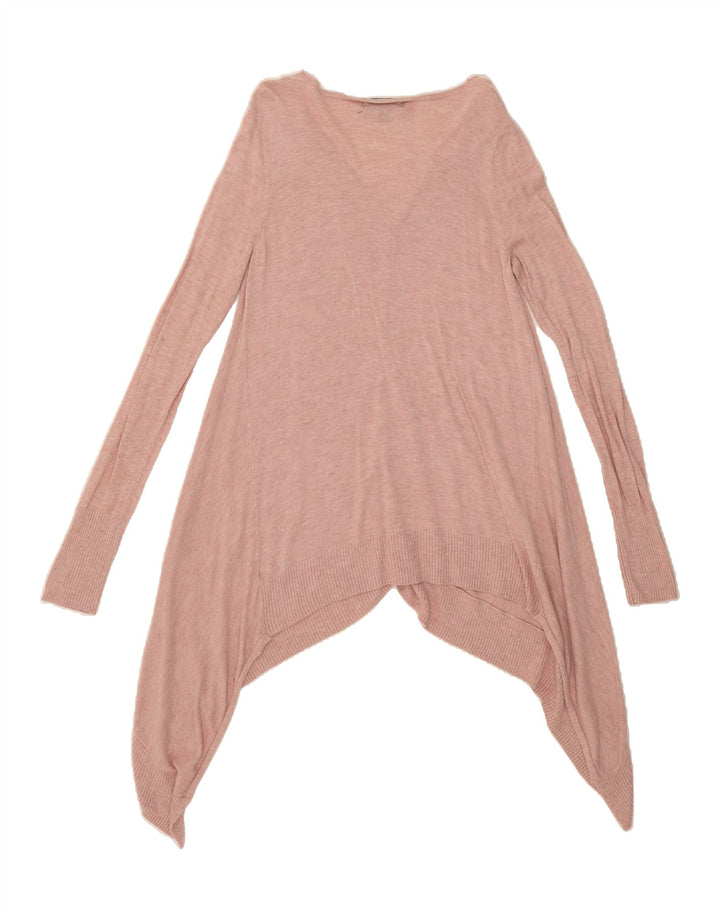 MOSSIMO Womens Longline Asymmetric V-Neck Jumper Sweater UK 10 Small Pink Vintage Mossimo and Second-Hand Mossimo from Messina Hembry 