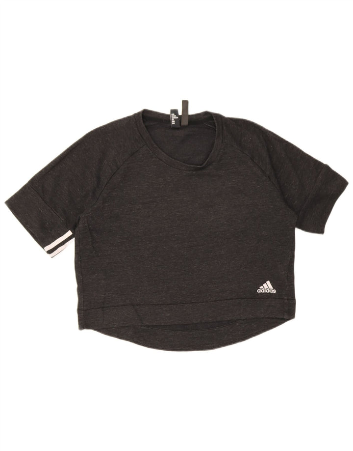 Felpa corta da donna Adidas UK 12/14 media nera screziata