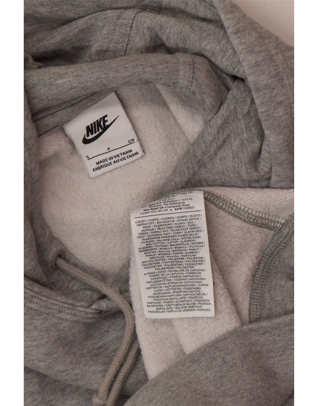 Felpa con cappuccio da uomo Nike Small in cotone chiazzato grigio