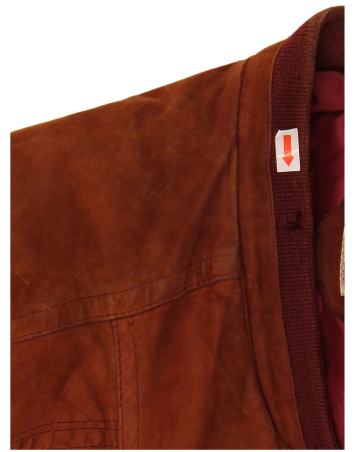 GIACCOMO LARUSSO Giubbotto bomber da uomo in pelle scamosciata vestibilità ampia IT 50 Large Marrone