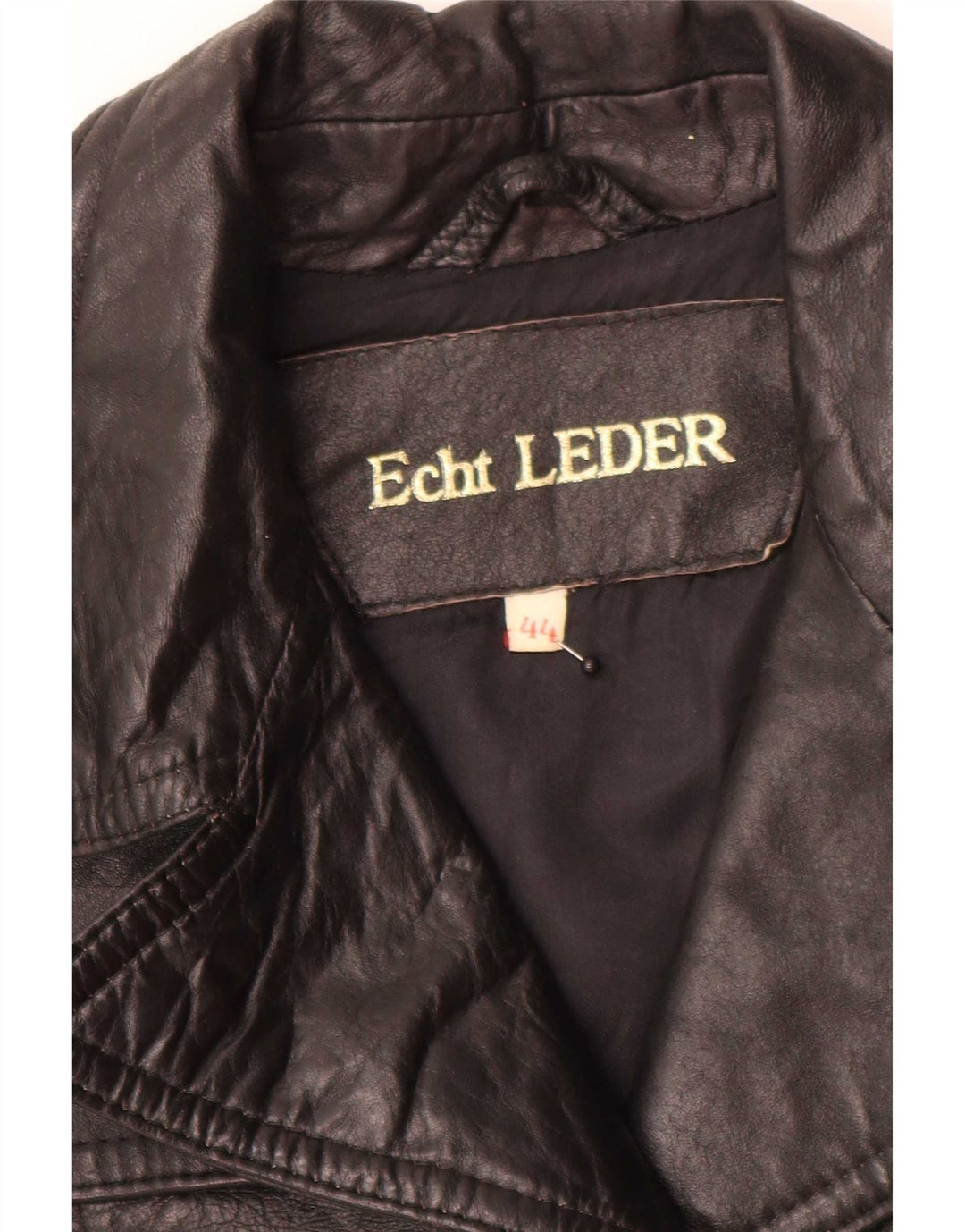 Giacca blazer in pelle vintage da donna a 3 bottoni IT 44 media nera
