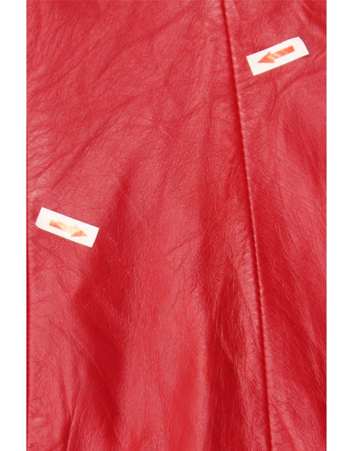 Giacca in pelle vintage da donna UK 24 4XL Rossa