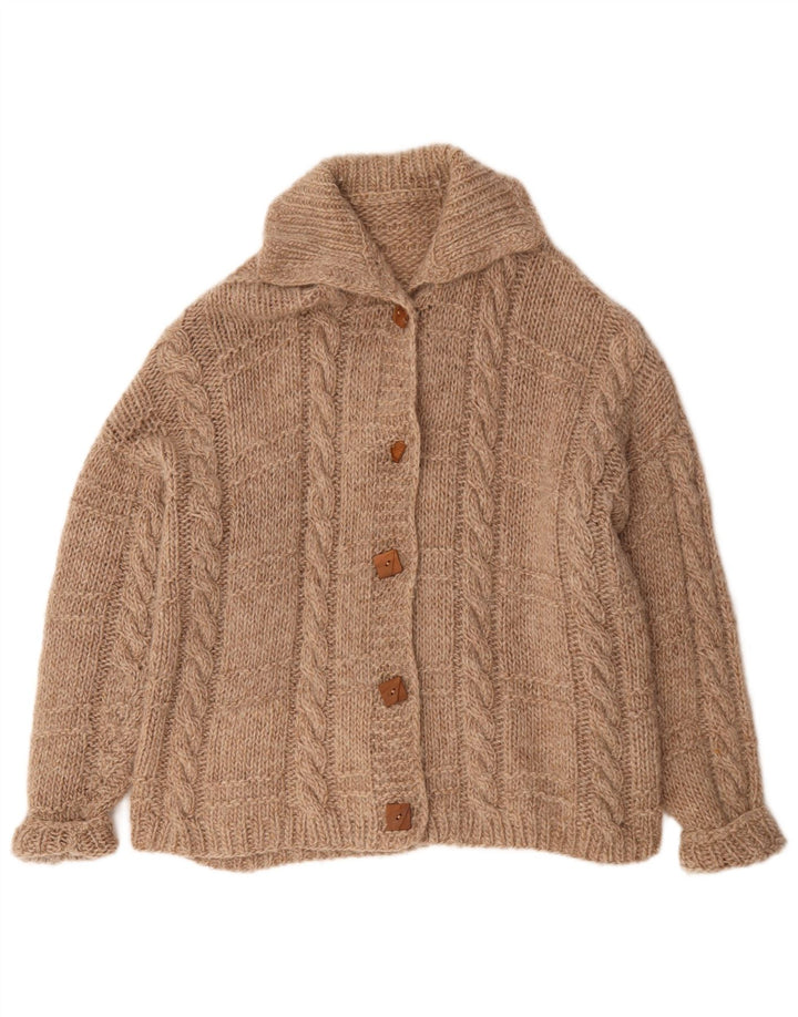 Maglione cardigan oversize da donna vintage UK 20 2XL Marrone