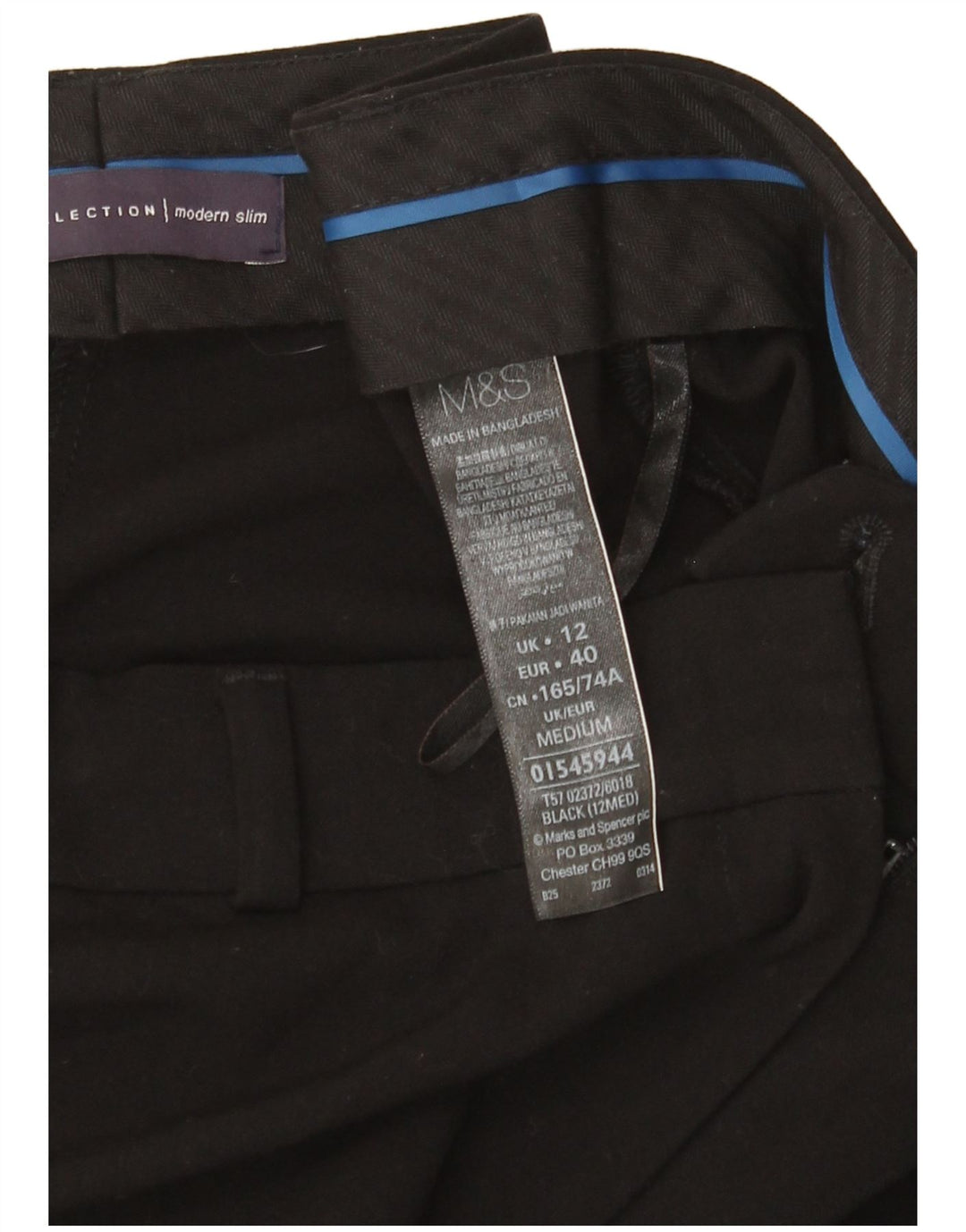 Pantaloni chino slim da donna Marks & Spencer UK 12 medi W32 L29 neri