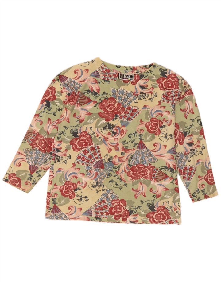 Top Forenza da donna a maniche lunghe UK 16 grande verde floreale