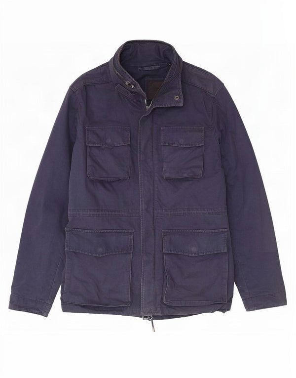 Giacca militare da uomo Marks & Spencer con cappuccio UK 42 XL Blu Navy