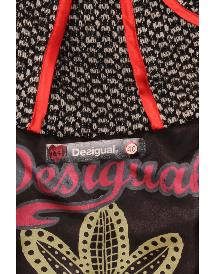 DESIGUAL Cappotto con cappuccio grafico da donna EU 40 Grigio medio a quadri