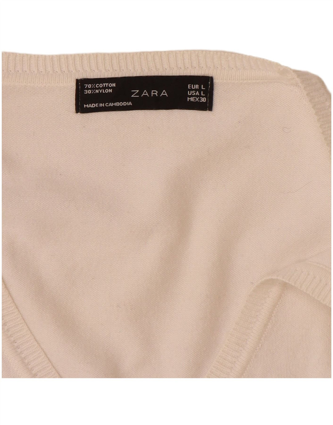 Maglione cardigan da donna Zara UK 14 grande cotone bianco