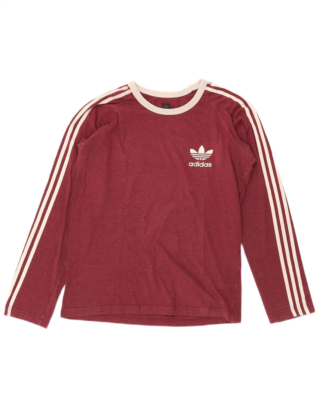 Top Adidas da uomo a maniche lunghe in cotone bordeaux medio