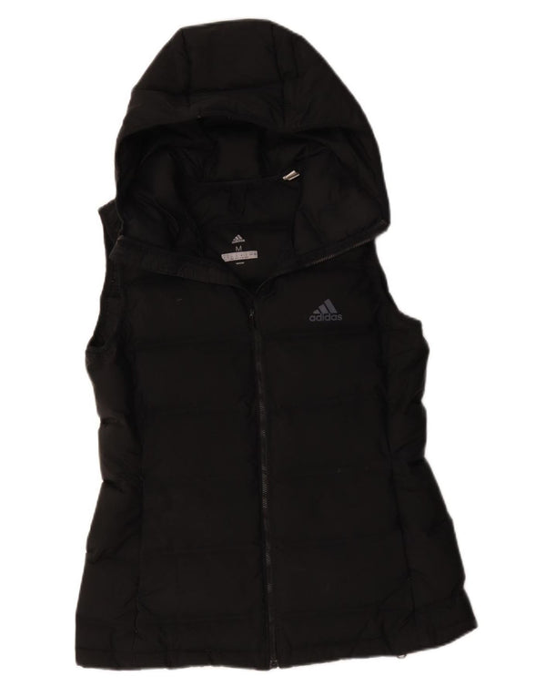 Gilet imbottito con cappuccio da donna Adidas UK 12/14 medio poliestere nero