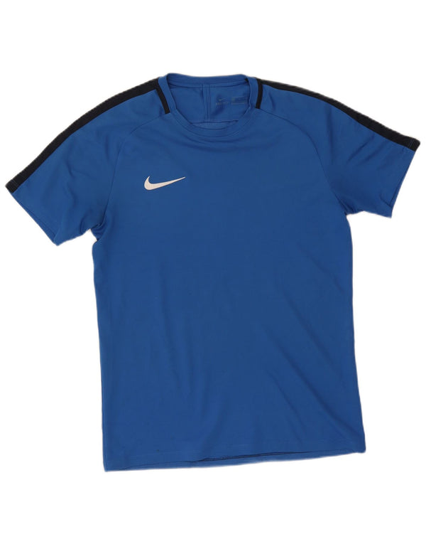 T-shirt Nike Dri Fit da uomo, top in poliestere color block blu medio