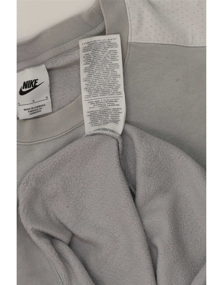 Felpa con grafica Nike da uomo, grande, in cotone color block grigio