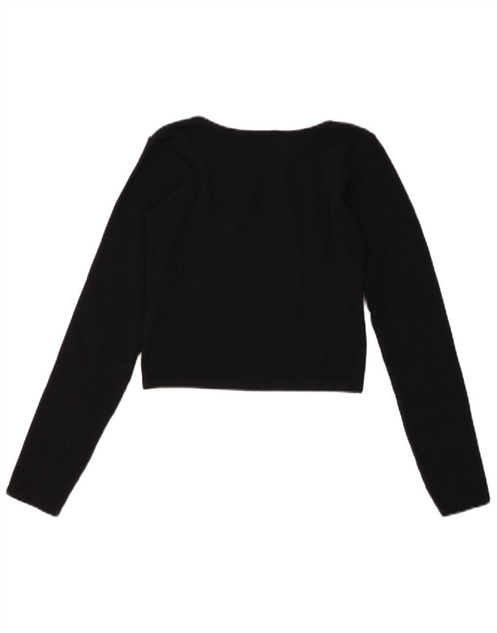 Top corto a maniche lunghe da donna Zara UK 16 Large blu navy