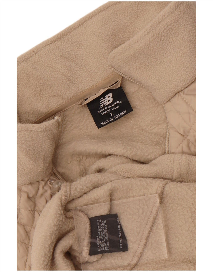 Giacca in pile da donna New Balance UK 16 Large Beige Poliestere
