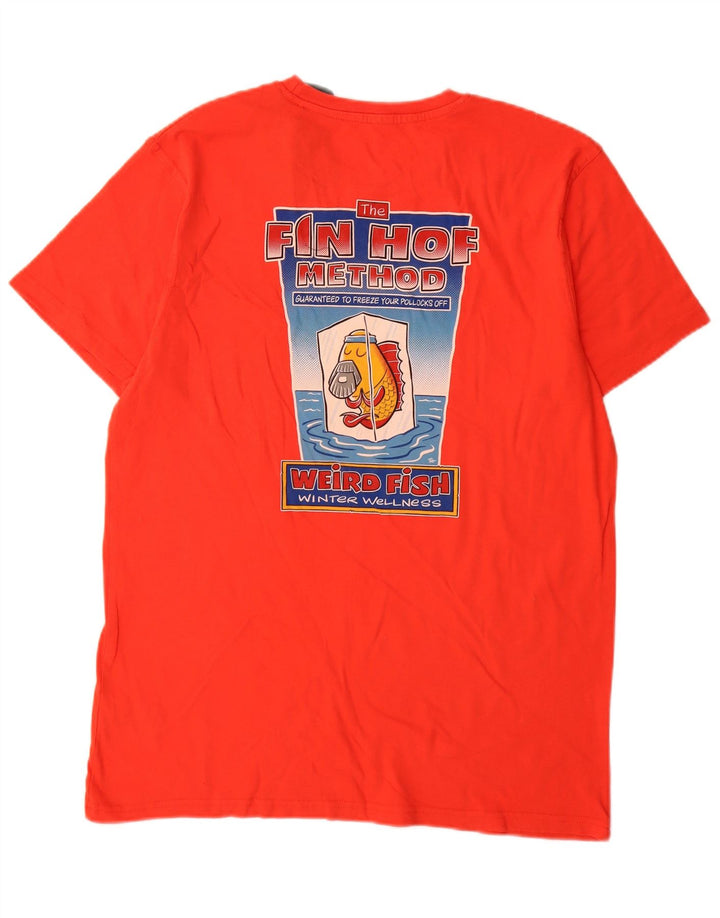 T-shirt grafica da uomo Weird Fish Top in cotone rosso medio