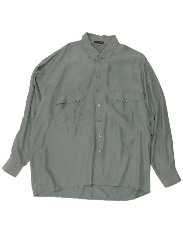 Camicia vintage da uomo XL in seta verde