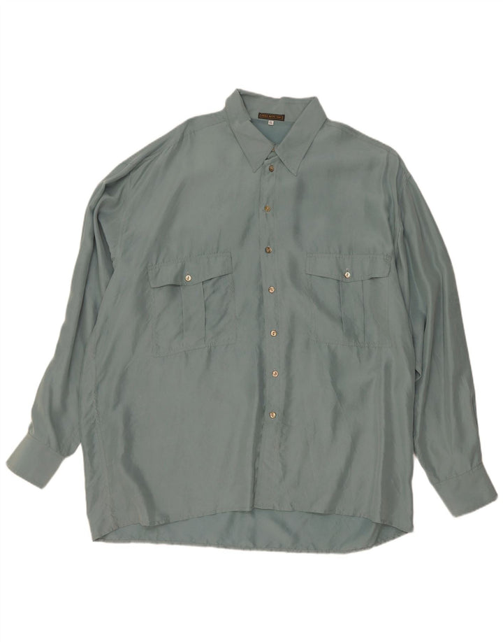 Camicia vintage da uomo XL in seta verde
