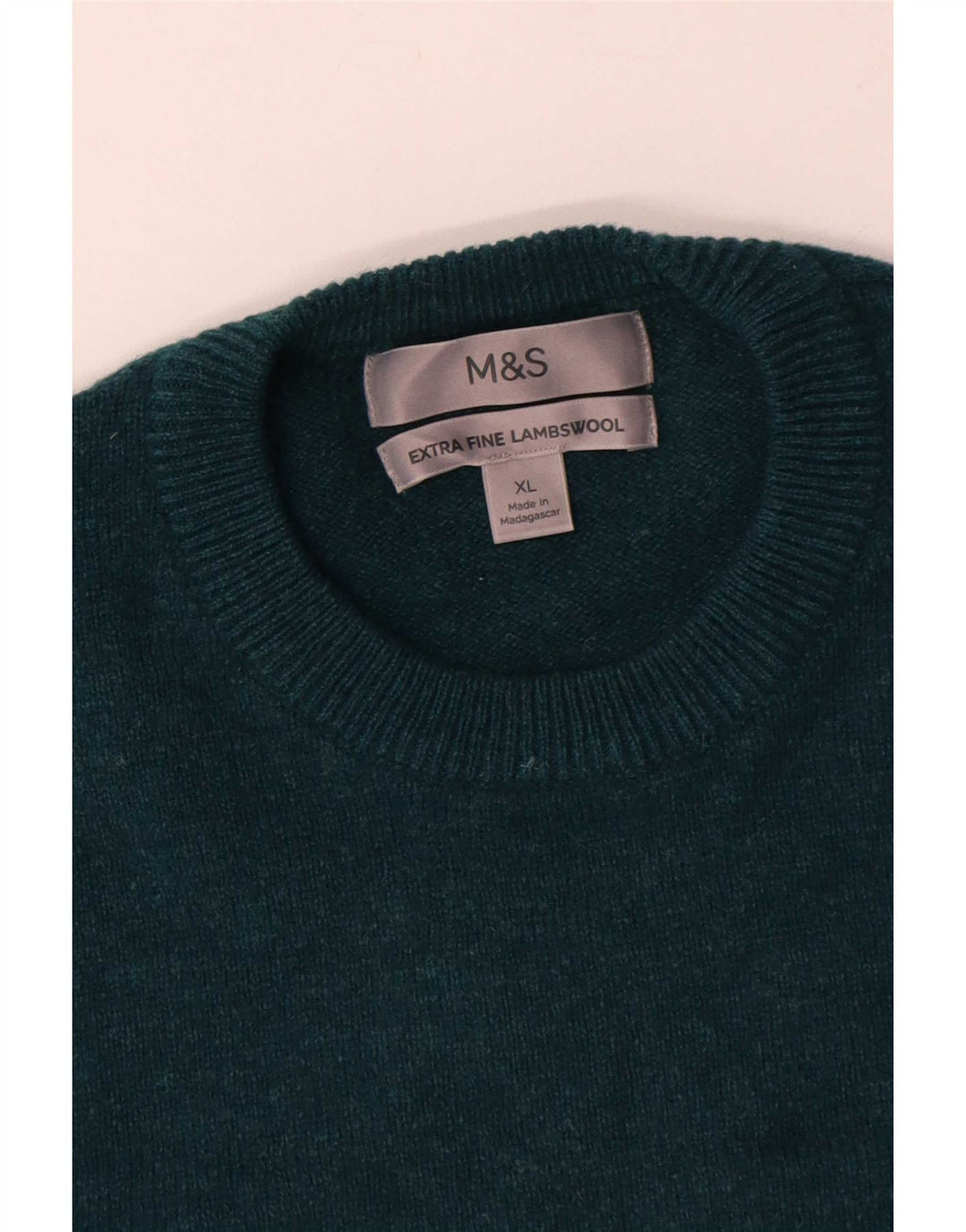 Maglione maglione girocollo da uomo Marks & Spencer XL verde lana d'agnello