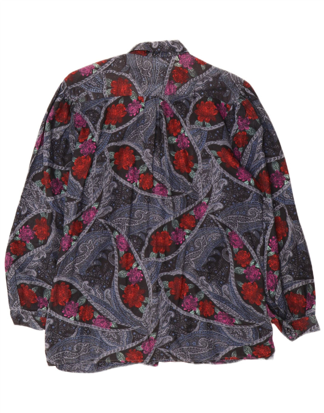 Camicia da donna VINTAGE UK 16 Grande floreale multicolore