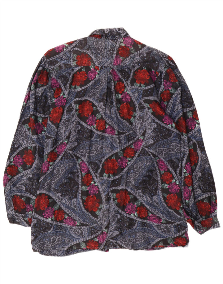 Camicia da donna VINTAGE UK 16 Grande floreale multicolore