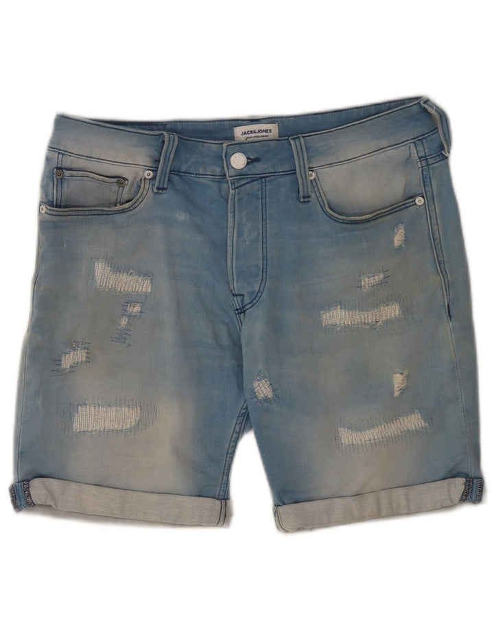 Pantaloncini di jeans invecchiati da uomo Jack & Jones piccoli W29 cotone blu