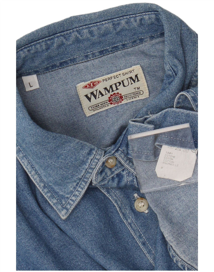 Camicia di jeans da uomo Wampum grande in cotone blu