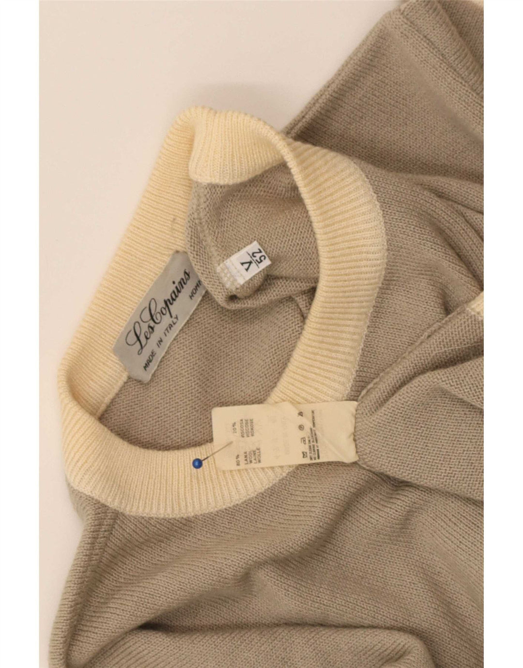 Maglione maglione girocollo da uomo Les Copains IT 52 Large grigio color block in lana