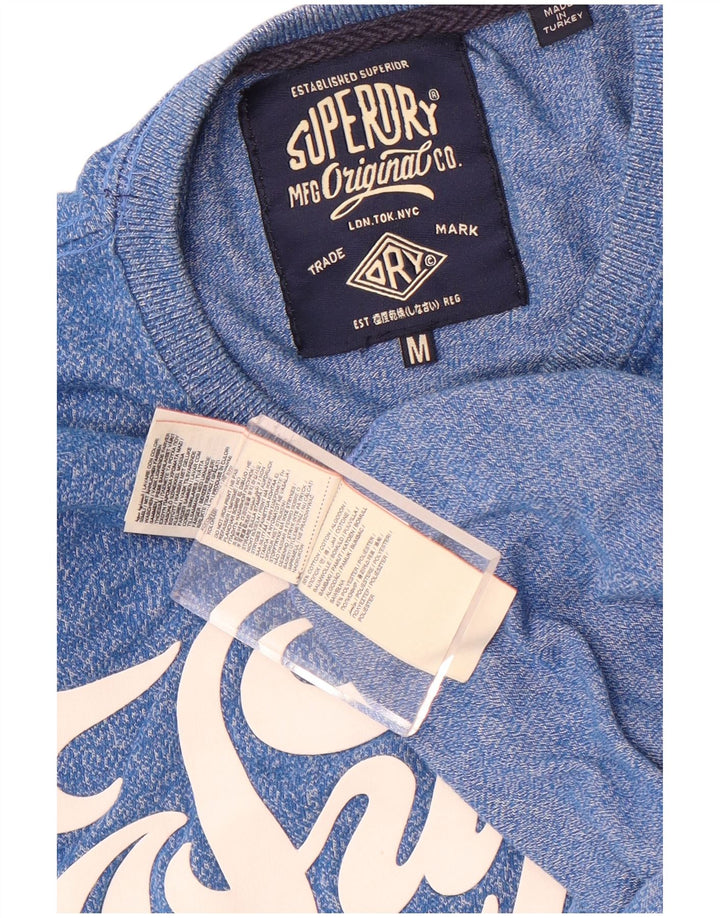 T-shirt grafica da uomo Superdry Top in cotone chiazzato blu medio