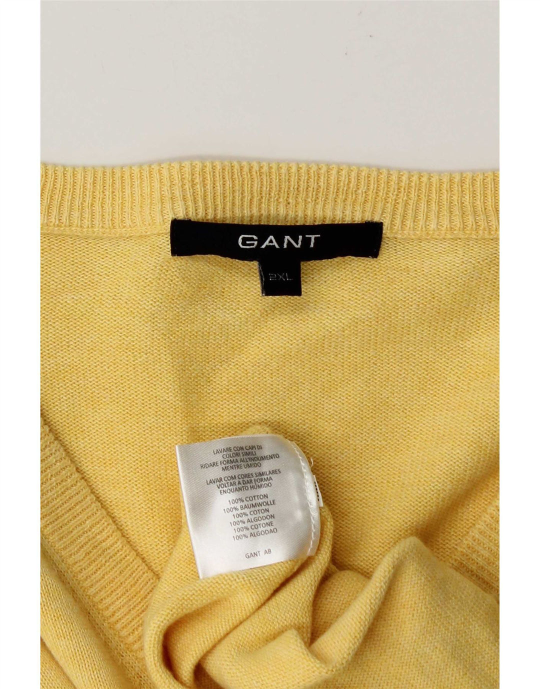 Gant Maglione da uomo con scollo a V 2XL cotone giallo