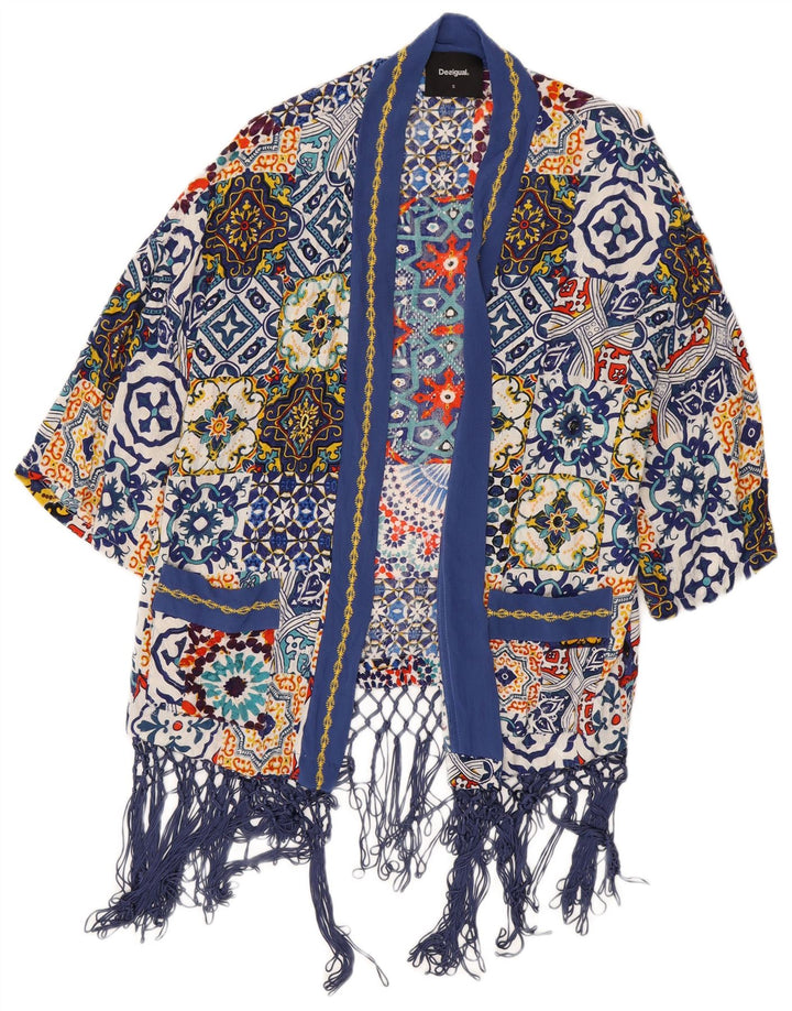 Desigual Cardigan Oversize da Donna Top UK 10 Piccolo in Viscosa Multicolore