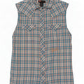 Camicia senza maniche grafica da uomo Diesel in cotone a quadri blu medio