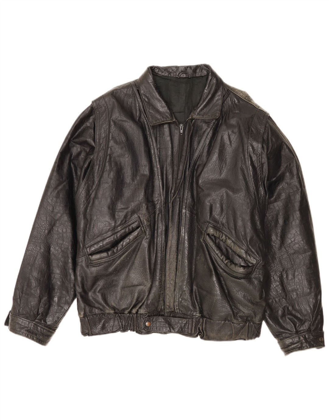 Giacca in pelle vintage da uomo IT 52 XL in pelle nera