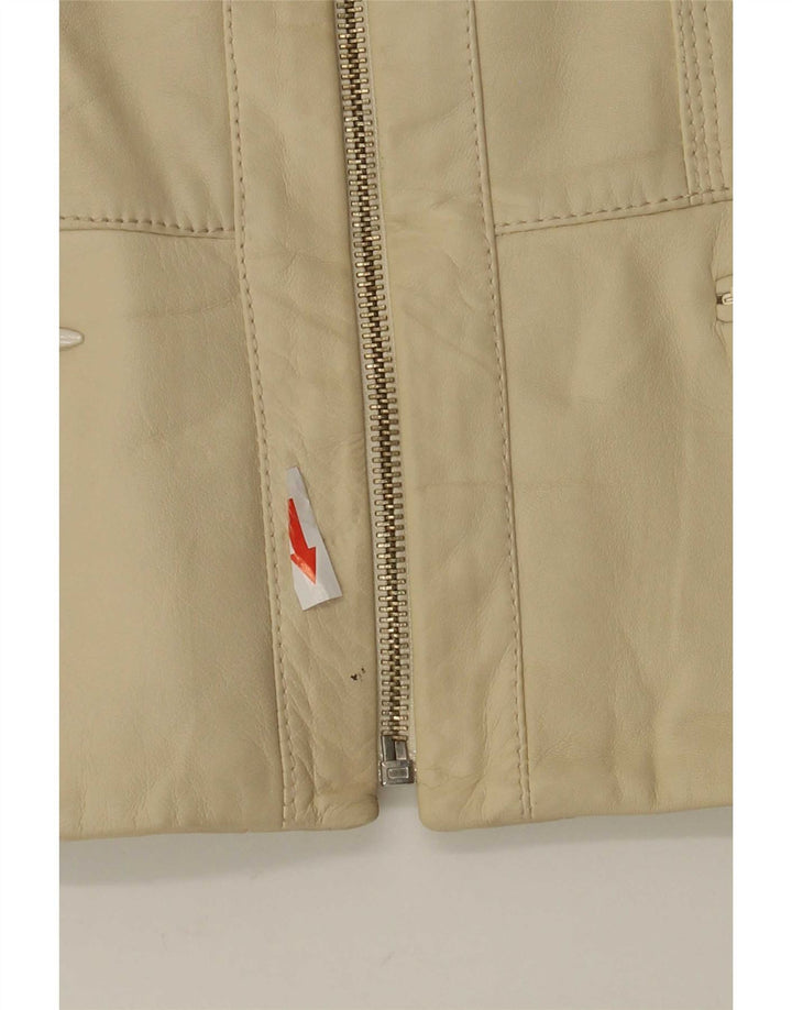 Giacca in pelle da donna vintage IT 42 in pelle beige media